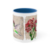 Green Hummingbird Vintage Map Red Tulip Floral On White Art Accent Coffee Mug 11Oz Blue /
