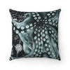 Green Octopus Art Vintage Map Chic Square Pillow 14X14 Home Decor