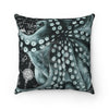 Green Octopus Art Vintage Map Chic Square Pillow Home Decor