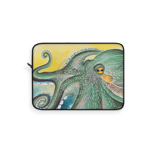 Green Octopus Blue Watercolor Laptop Sleeve 15