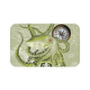 Green Octopus Compass Nautical Map Watercolor Ink Bath Mat Large 34X21 Home Decor