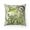 Green Octopus Compass Nautical Map Watercolor Square Pillow 14 X Home Decor