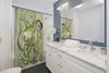 Green Octopus Compass Nautical Watercolor Art Shower Curtains Home Decor