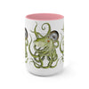 Green Octopus Compass Watercolor Art Two-Tone Coffee Mugs 15Oz Mug