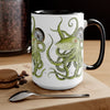 Green Octopus Compass Watercolor Art Two-Tone Coffee Mugs 15Oz Mug