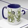 Green Octopus Compass Watercolor Art Two-Tone Coffee Mugs 15Oz Mug