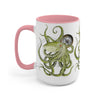 Green Octopus Compass Watercolor Art Two-Tone Coffee Mugs 15Oz Mug