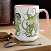 Green Octopus Compass Watercolor Art Two-Tone Coffee Mugs 15Oz Mug