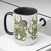 Green Octopus Compass Watercolor Art Two-Tone Coffee Mugs 15Oz Mug