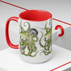 Green Octopus Compass Watercolor Art Two-Tone Coffee Mugs 15Oz Mug