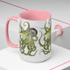 Green Octopus Compass Watercolor Art Two-Tone Coffee Mugs 15Oz Mug