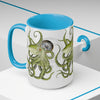 Green Octopus Compass Watercolor Art Two-Tone Coffee Mugs 15Oz Mug