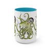 Green Octopus Compass Watercolor Art Two-Tone Coffee Mugs 15Oz Mug