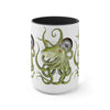 Green Octopus Compass Watercolor Art Two-Tone Coffee Mugs 15Oz Mug