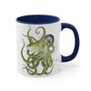 Green Octopus Compass Watercolor On White Art Accent Coffee Mug 11Oz