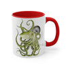 Green Octopus Compass Watercolor On White Art Accent Coffee Mug 11Oz