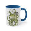 Green Octopus Compass Watercolor On White Art Accent Coffee Mug 11Oz