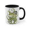 Green Octopus Compass Watercolor On White Art Accent Coffee Mug 11Oz