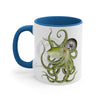 Green Octopus Compass Watercolor On White Art Accent Coffee Mug 11Oz