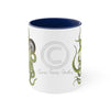 Green Octopus Compass Watercolor On White Art Accent Coffee Mug 11Oz Navy /