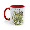 Green Octopus Compass Watercolor On White Art Accent Coffee Mug 11Oz Red /