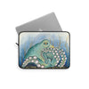 Green Octopus Coral Treasure Gold Watercolor Art Laptop Sleeve