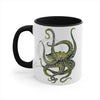 Green Octopus Dance Watercolor On White Art Accent Coffee Mug 11Oz