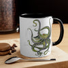 Green Octopus Dance Watercolor On White Art Accent Coffee Mug 11Oz