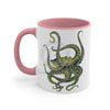 Green Octopus Dance Watercolor On White Art Accent Coffee Mug 11Oz
