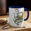 Green Octopus Dance Watercolor On White Art Accent Coffee Mug 11Oz