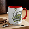 Green Octopus Dance Watercolor On White Art Accent Coffee Mug 11Oz