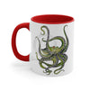 Green Octopus Dance Watercolor On White Art Accent Coffee Mug 11Oz