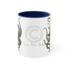 Green Octopus Dance Watercolor On White Art Accent Coffee Mug 11Oz Navy /