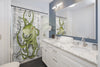 Green Octopus Map Nautical Watercolor Art Shower Curtains Home Decor