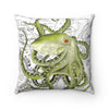 Green Octopus Nautical Map Watercolor Square Pillow 14 X Home Decor