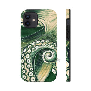 Green Octopus Tentacle Watercolor Case Mate Tough Phone Cases Iphone 12