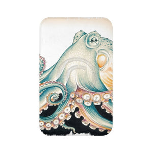 Green Octopus Tentacles Brushed Vintage Ink Art Bath Mat 34 × 21 Home Decor