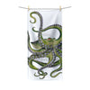 Green Octopus Tentacles Dance White Polycotton Towel 30X60 Home Decor