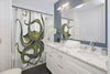 Green Octopus Tentacles Dance White Shower Curtain Home Decor