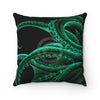 Green Octopus Tentacles Ink Black Art Square Pillow Home Decor