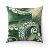 Green Octopus Tentacles Kraken Watercolor Square Pillow Home Decor