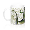 Green Octopus Tentacles Vintage Map Art Mug 11Oz