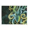 Green Octopus Tentacles Vintage Map Chic Watercolor Art Velveteen Plush Blanket 30 × 40 All Over
