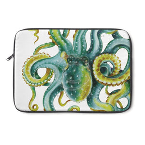 Green Octopus Tentacles Watercolor Art Laptop Sleeve 13