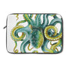 Green Octopus Tentacles Watercolor Art Laptop Sleeve 13