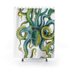 Green Octopus Tentacles Watercolor Art Shower Curtains 71X74 Home Decor