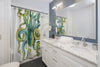 Green Octopus Tentacles Watercolor Art Shower Curtains Home Decor