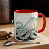 Green Octopus Vintage Brushed Edge Accent Coffee Mug 11Oz