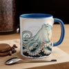 Green Octopus Vintage Brushed Edge Accent Coffee Mug 11Oz