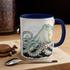 Green Octopus Vintage Brushed Edge Accent Coffee Mug 11Oz